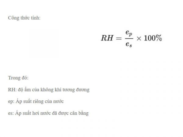 Công thức tính độ ẩm tương đối