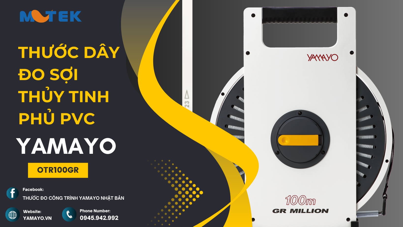 Thước dây đo sợi thủy tinh phủ PVC Yamayo OTR100GR