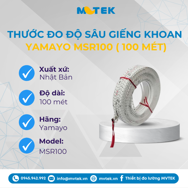 Thước đo độ sâu giếng khoan 100m chính hãng Nhật Bản