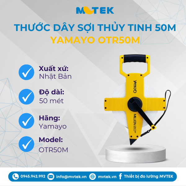 Thước dây sợi thủy tinh 50m Yamayo OTR50M 