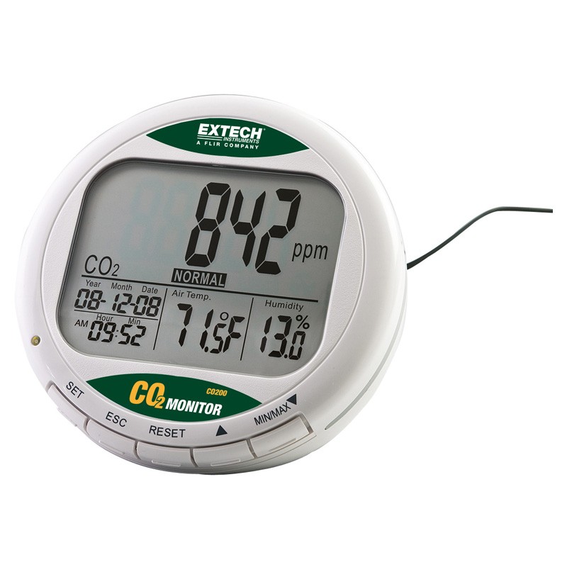 Đồng hồ đo CO2/Nhiệt độ/Độ ẩm Extech CO200, 0-9.999ppm/1ppm
