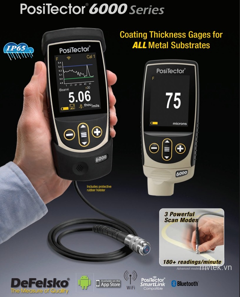 Máy đo độ dày lớp phủ Defelsko PosiTector 6000 FNTS1 (từ tính và không từ tính, 0 - 6 mm)