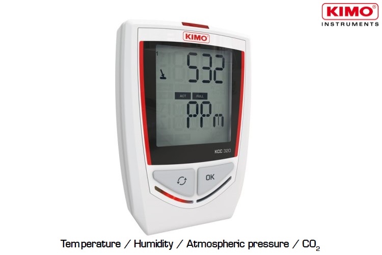 Datalogger ghi nhiệt độ, độ ẩm, áp suất khí quyển, khí CO2 Kimo KCC320