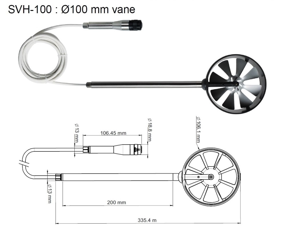 Đầu đo tốc độ gió, lưu lượng gió và nhiệt độ môi trường Kimo SVH-100
