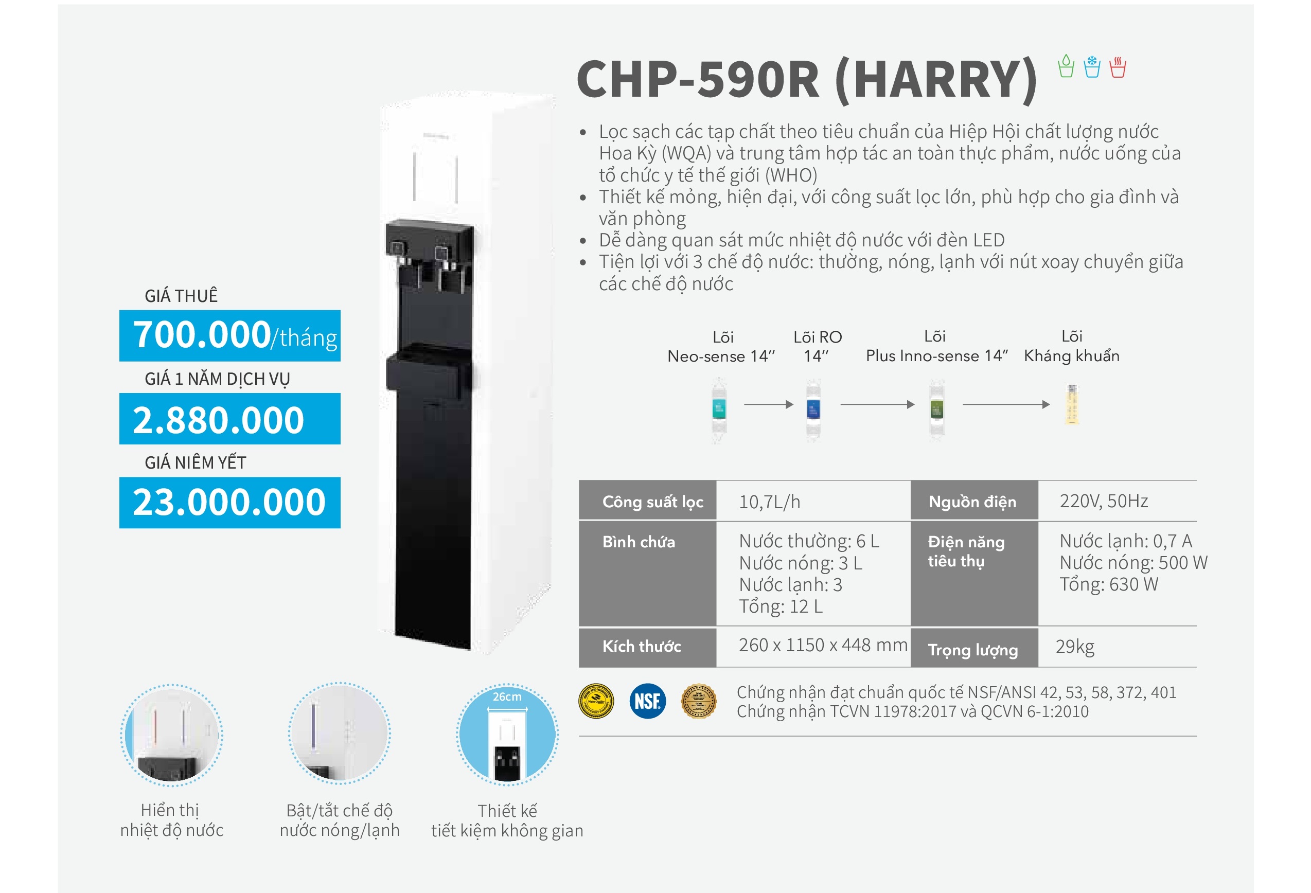 Máy lọc nước Coway CHP-590R (HARRY)
